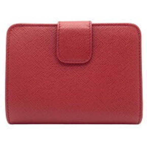 PRADA Saffiano Bifold Wallet Snap Zipper Leather Red - Picture 2 of 16